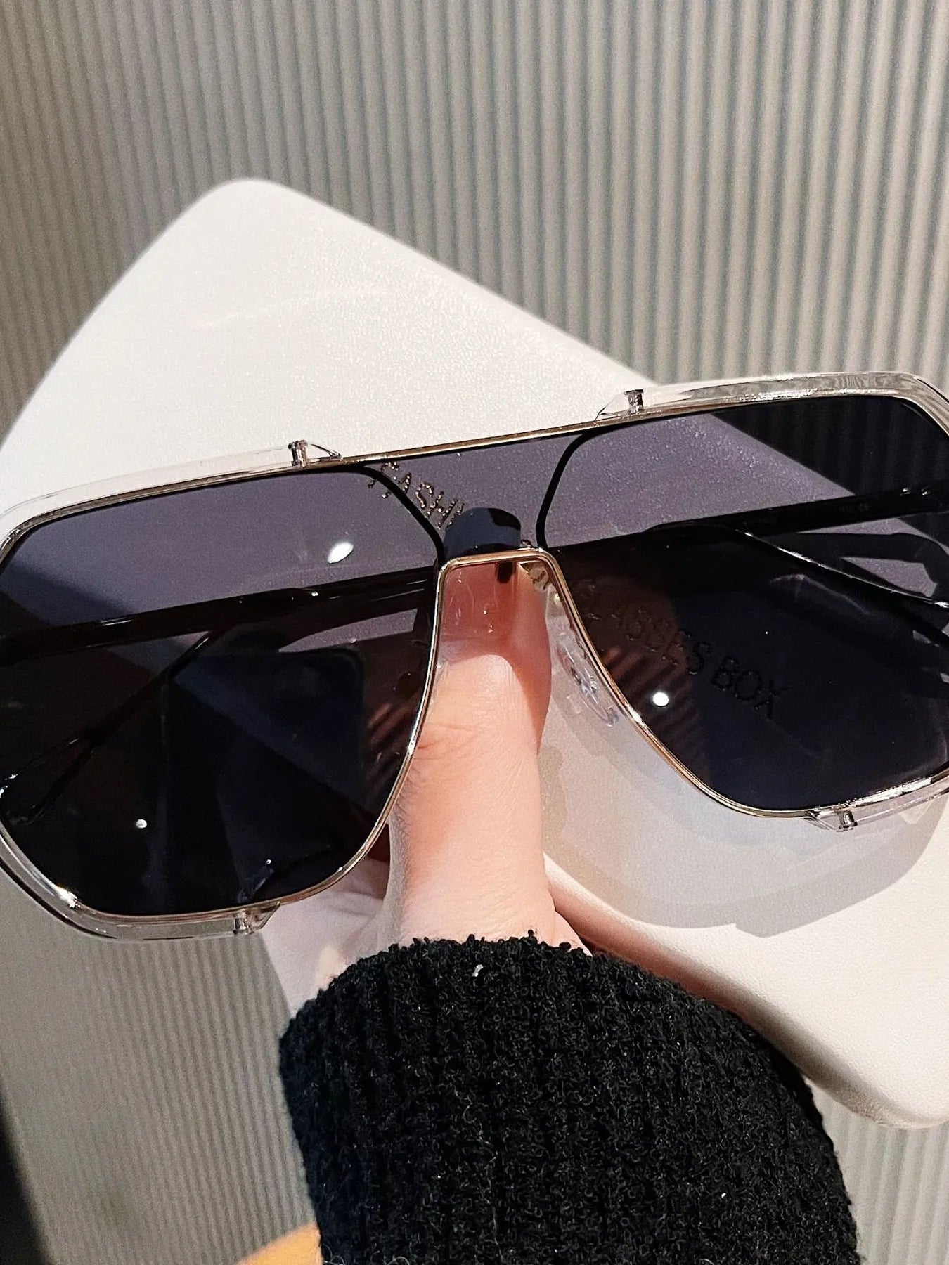 UV Protection Oversized Sunglasses Transparent Ash onesize - Fashorio