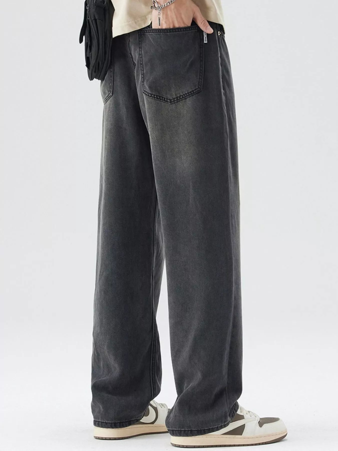 Men's Plus Size Wide Leg Wash Jeans - Fashorio