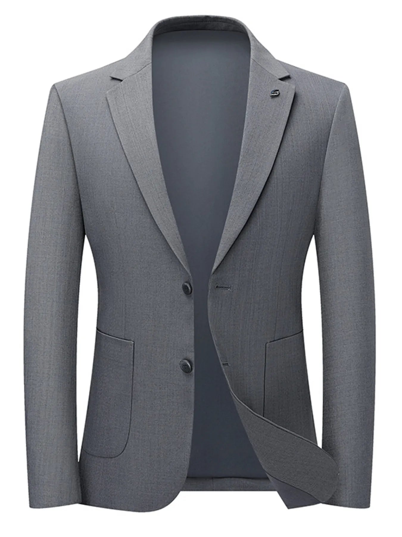 Men's Lapel Collar Long Sleeve Blazer Dark Gray - Fashorio