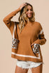 BiBi Mock Neck Sweater with Leopard Pocket - Fashorio