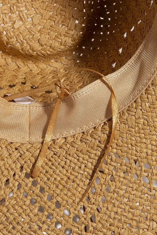 Fame Mixed Beaded Strap Western Fedora Straw Hat - Fashorio