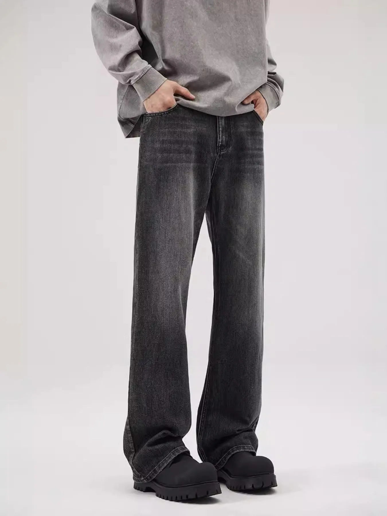 Men's Full Size Washed Straight Leg Jeans Plus Size - Fashorio