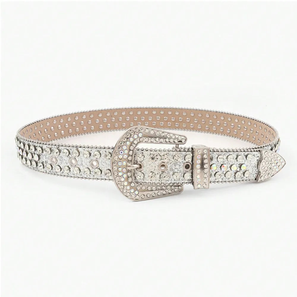 PU Leather Rhinestone Belt - Fashorio