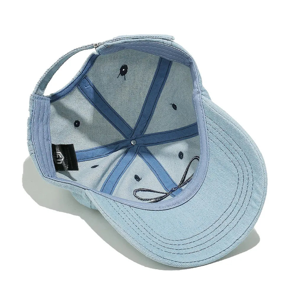 Bow Embroidered Denim Baseball Cap - Fashorio