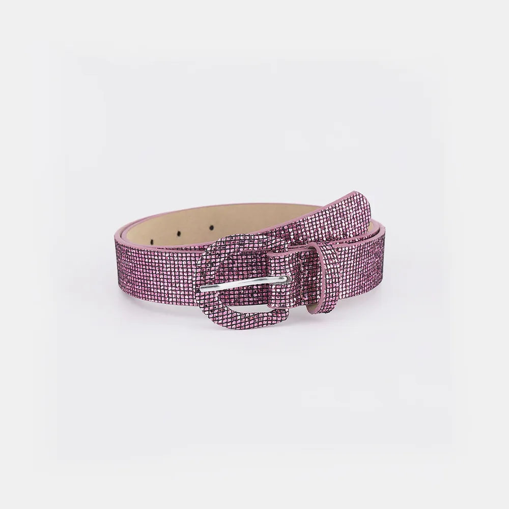 Sequin PU Leather Belt Moonlit Mauve - Fashorio