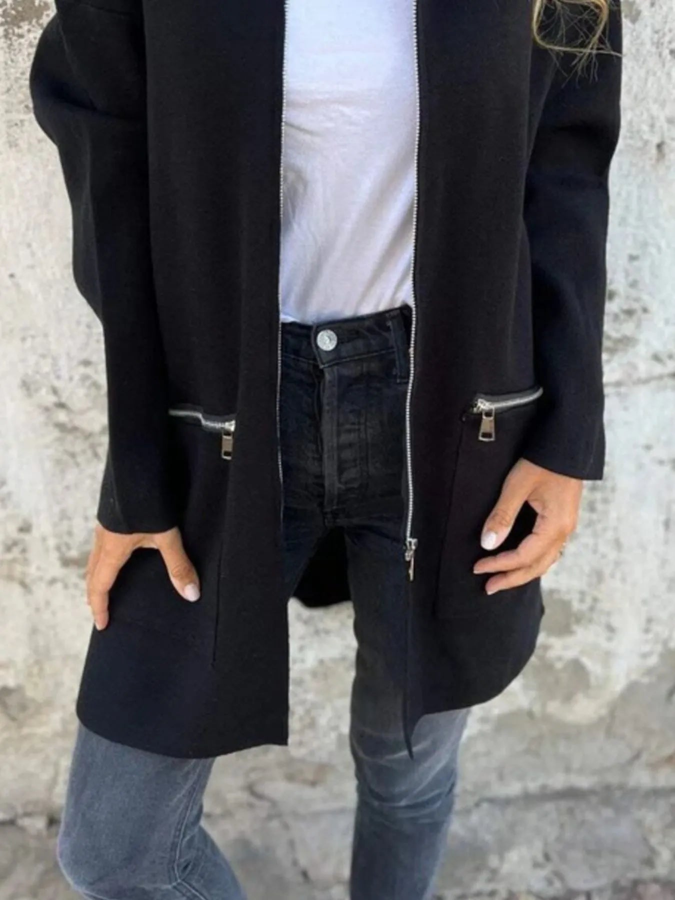 Full Size Zip Up Long Sleeve Hooded Outerwear Plus Size - Fashorio