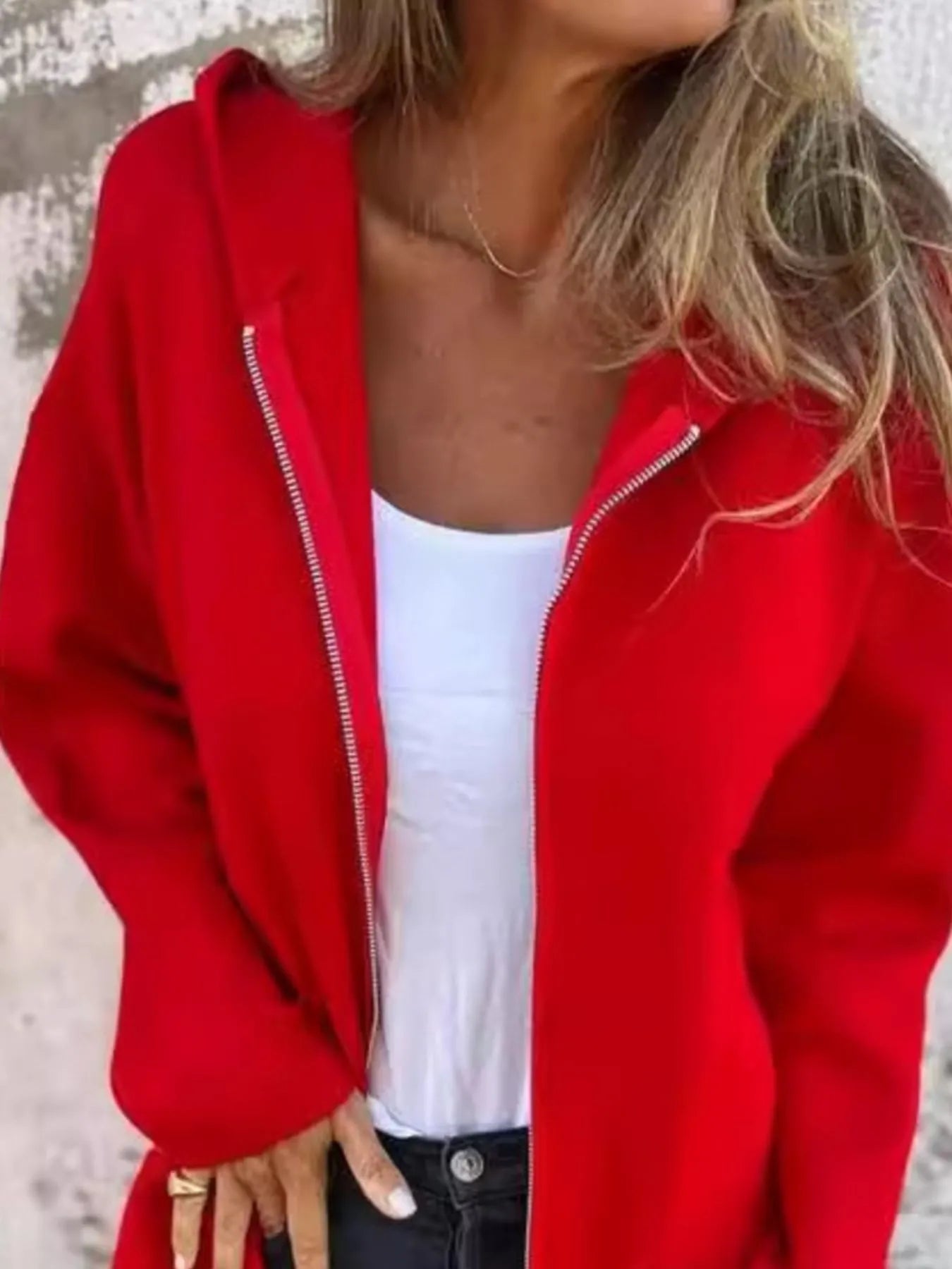 Full Size Zip Up Long Sleeve Hooded Outerwear Plus Size - Fashorio