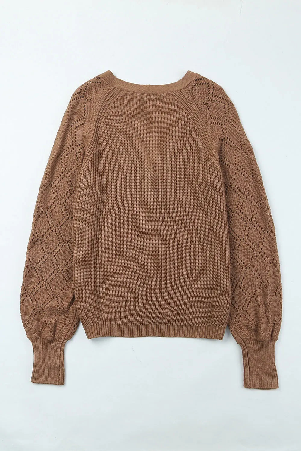 Openwork V-Neck Button Up Cardigan - Fashorio