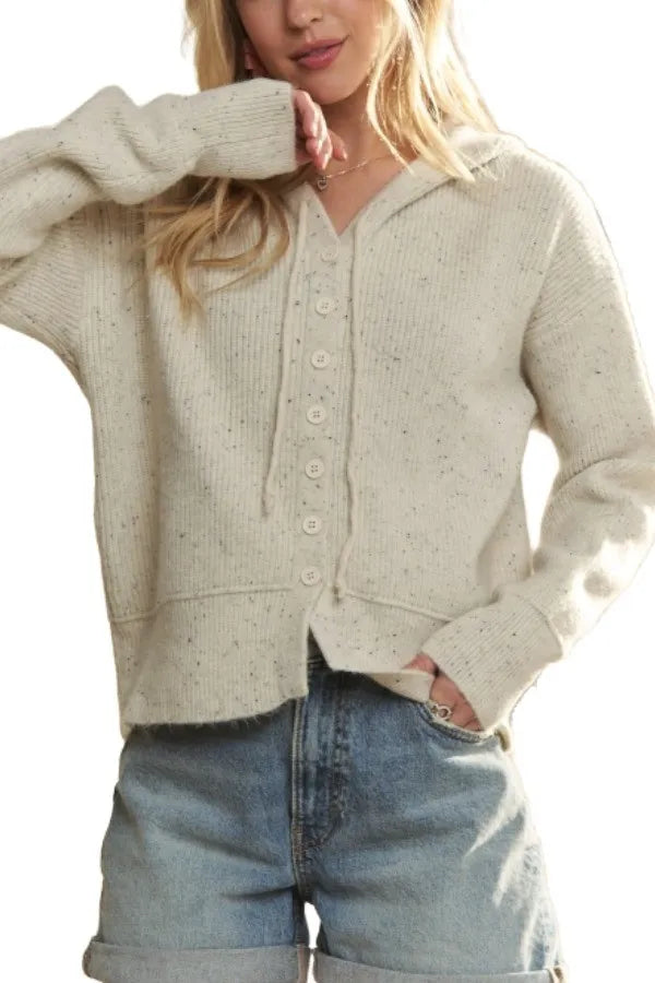 ADORA Hoodie Relaxed Fit Ribbed Cuffs Sweater Cardigan - Fashorio