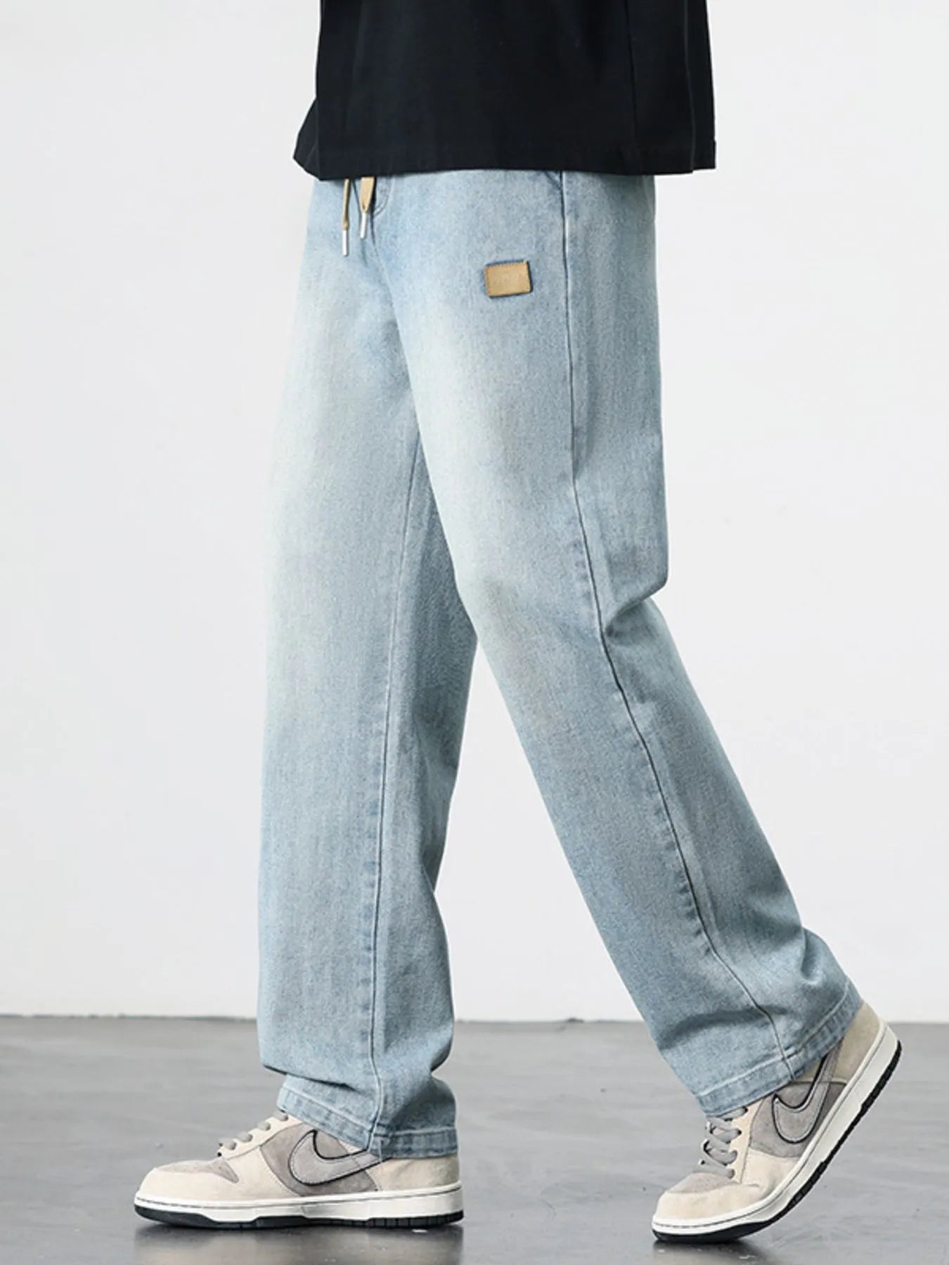 Men's Plus Size Washed Straight Leg Jeans - Fashorio