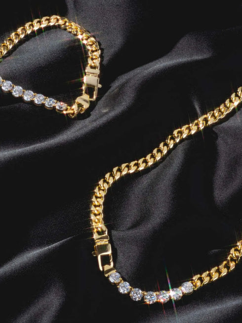 18K Gold-Plated Zircon Necklace and Bracelet Jewelry Set - Fashorio