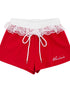 Lace Detail Shorts Red - Fashorio