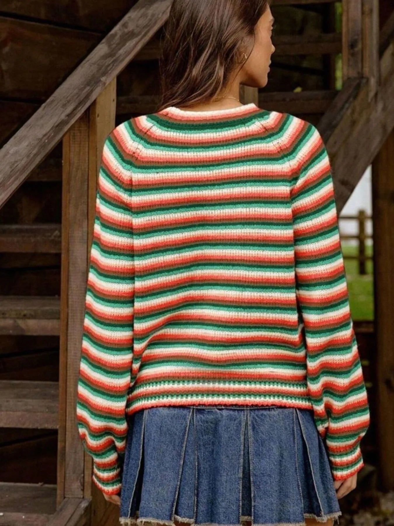 Rainbow Striped Pullover Sweater - Fashorio