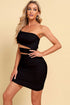 Ruched Cutout One-Shoulder Bodycon Dress Black - Fashorio