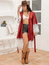 Plus Size Lace Patchwork Tie Front Robe - Fashorio