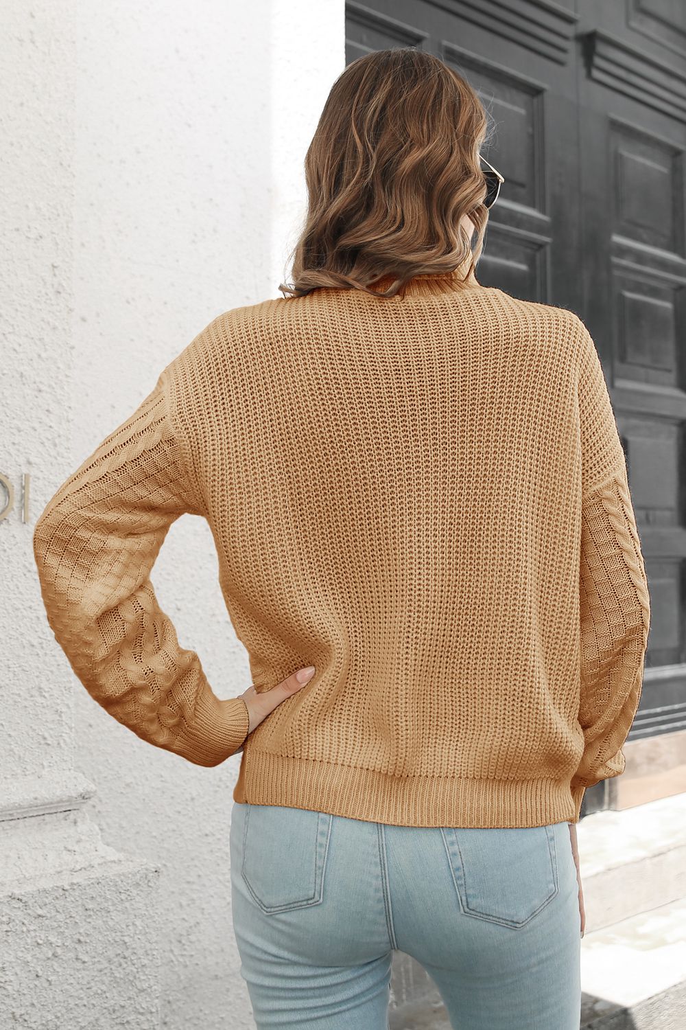 Cable-Knit Turtleneck Sweater - Fashorio