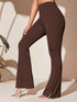 Full Size High-Waist Flare Active Pants Plus Size Brown - Fashorio