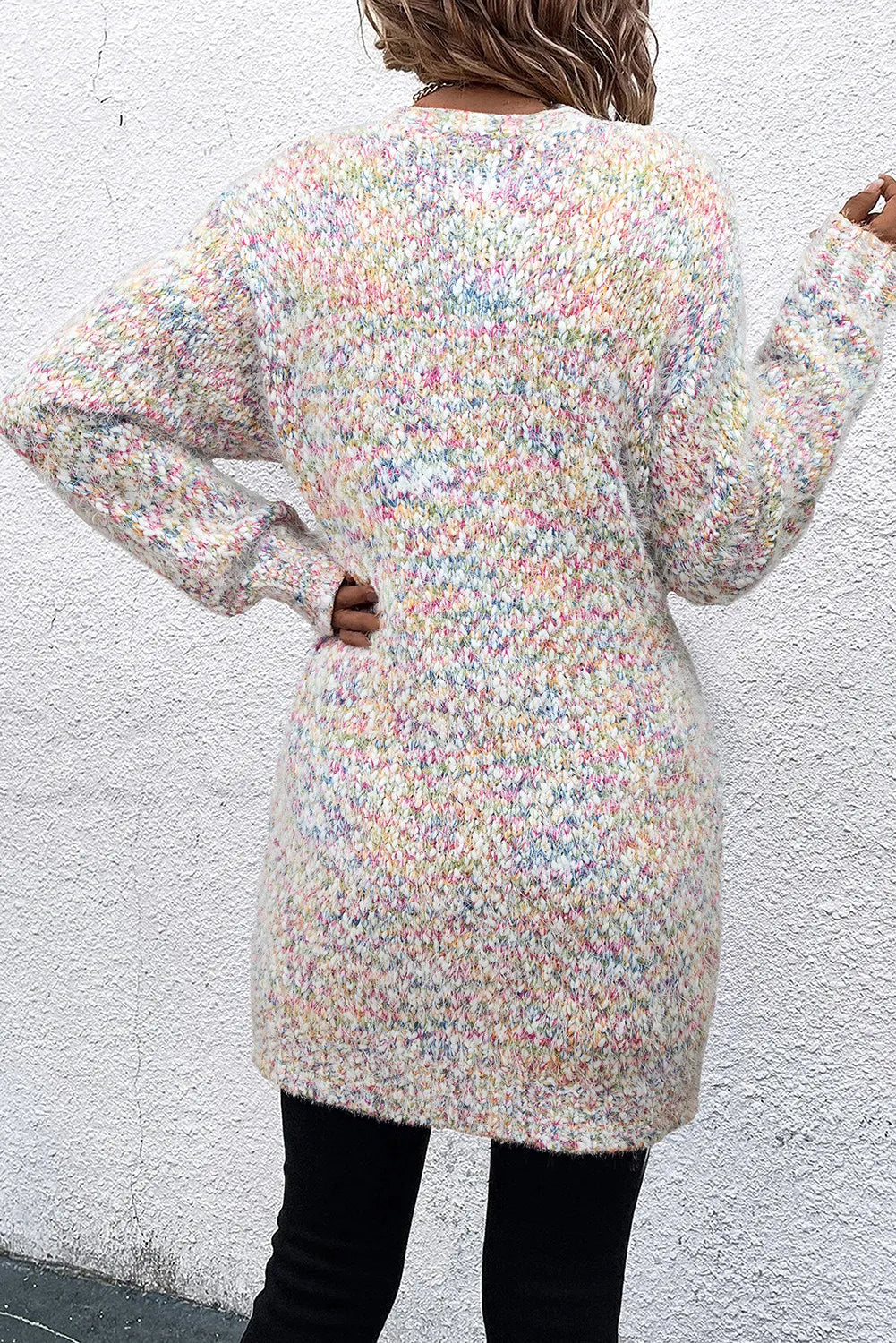 Pocketed Open Front Long Sleeve Cardigan - Fashorio