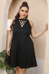 Plus-Size Cutout Sleeveless Dress – Flattering Round Neck Style - Fashorio