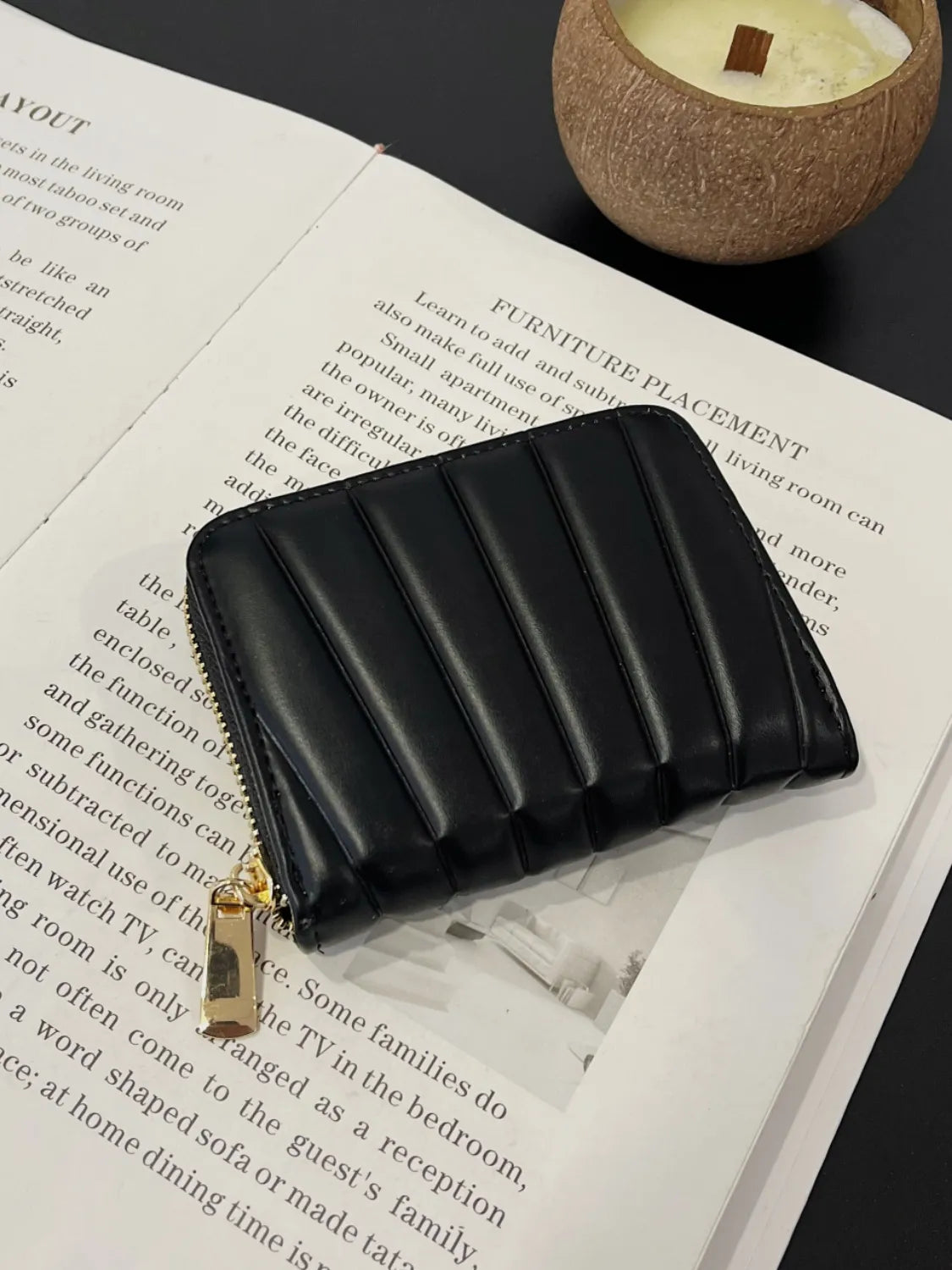 Solid PU Leather Mini Wallet Black One Size - Fashorio