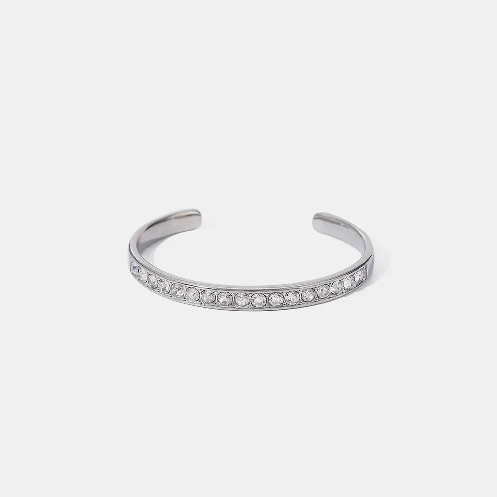 Stainless Steel Inlaid Zircon Bracelet Silver One Size - Fashorio