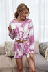Tie-Dye Dropped Shoulder Top and Shorts Lounge Set - Fashorio