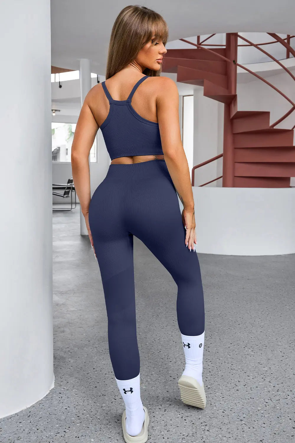 Tank Cropped Active Top and Pants Set - Fashorio