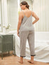 Plus Size Lace Trim Slit Cami and Pants Pajama Set - Fashorio