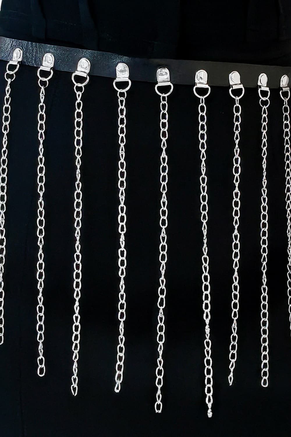Fringed Chain PU Leather Belt - Fashorio