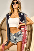 BiBi American Flag Fringe Edged Sweater Vest - Fashorio
