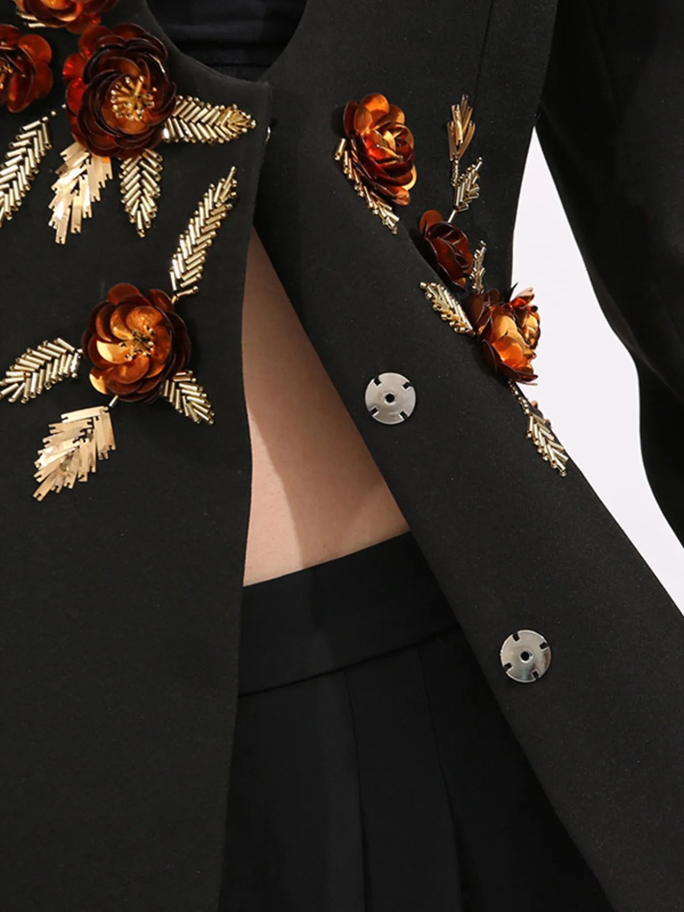 Embroidered Long Sleeve Blazer - Fashorio