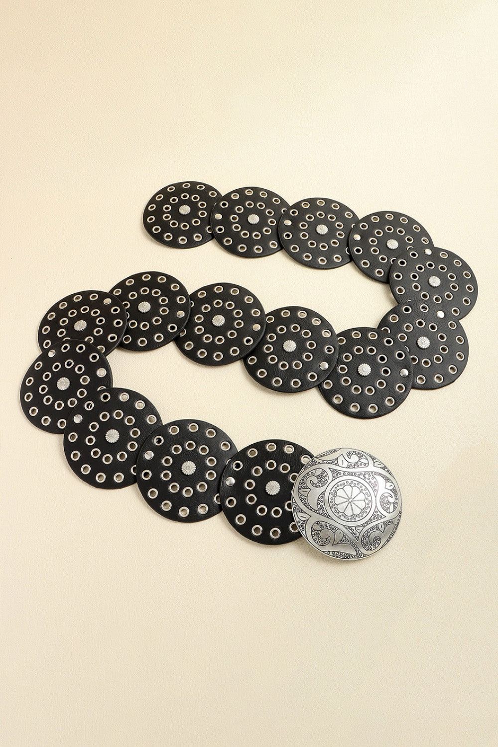 Vintage PU Leather Wide Belt Silver One Size - Fashorio