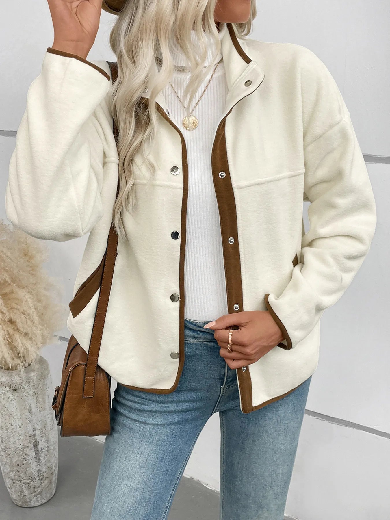 Snap Down Long Sleeve Jacket – Lightweight Buttoned Outerwear - Fashorio