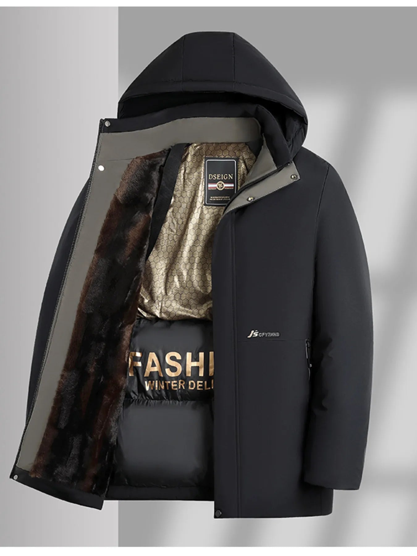 Men's Plus Size Thermal Lining Hooded Winter Coat - Fashorio