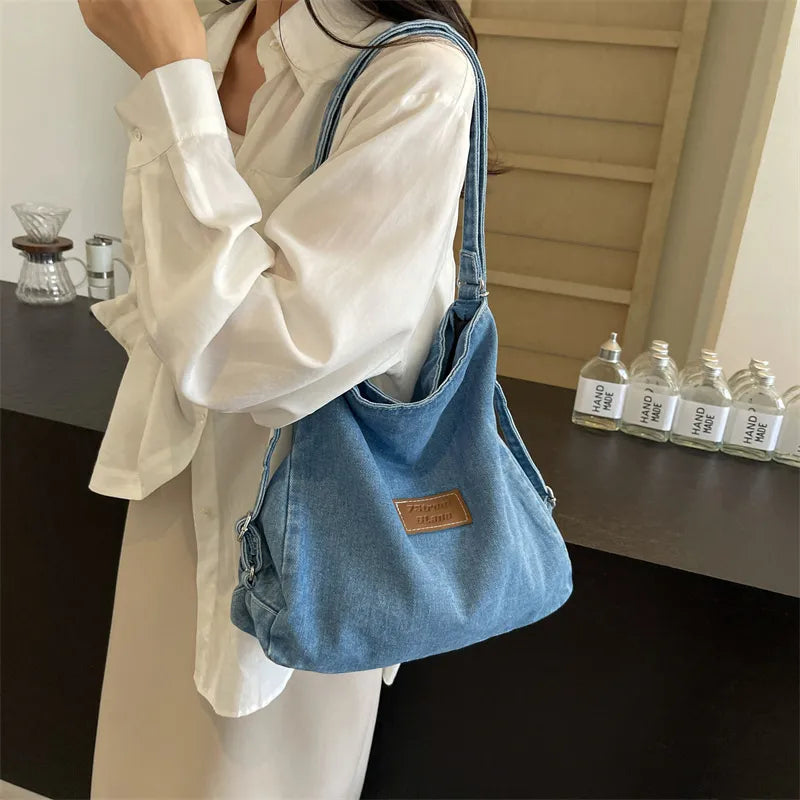 Adjustable Strap Denim Shoulder Bag - Fashorio