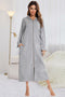 Zip Front Hooded Night Dress with Pockets Light Gray - Fashorio