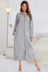 Zip Front Hooded Night Dress with Pockets Light Gray - Fashorio