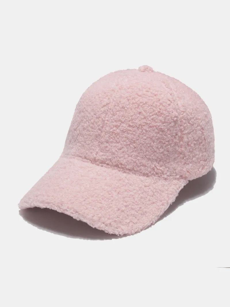 Sherpa Solid Color Baseball Cap Pink One Size - Fashorio