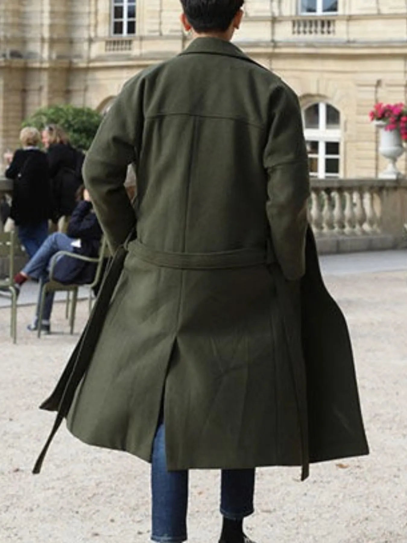 Men's Plus Size Lapel Collar Long Sleeve Longline Coat - Fashorio