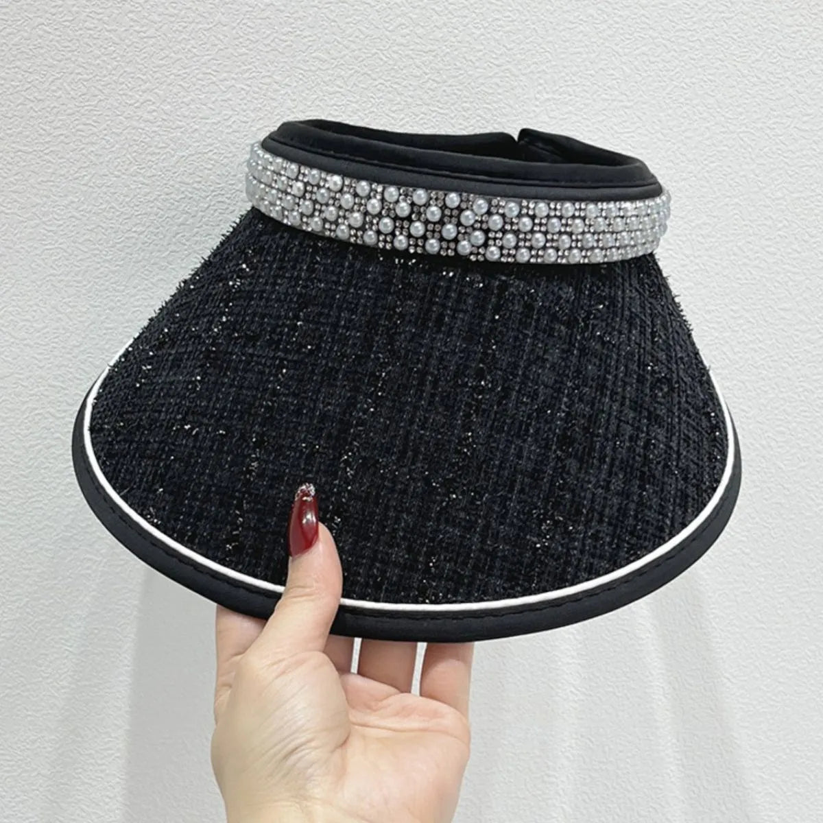 Pearl Detail Sunscreen Hat - Fashorio