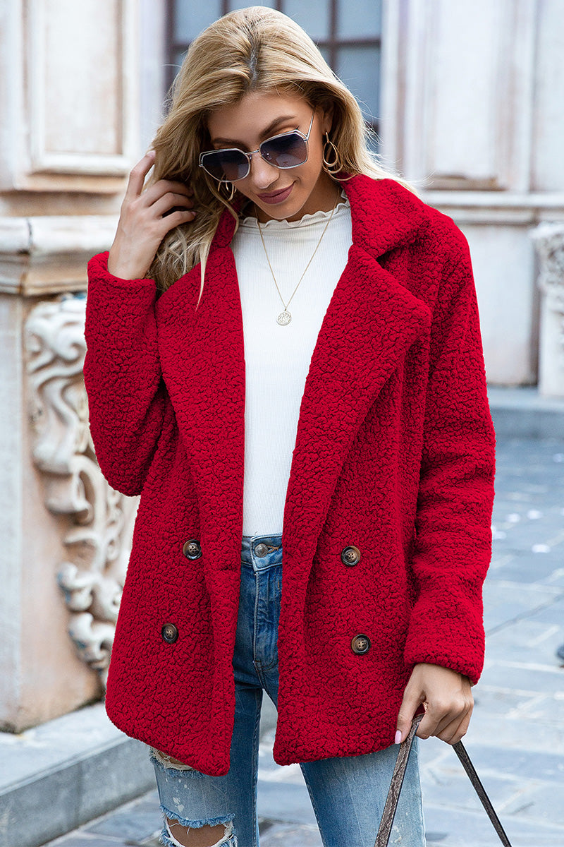 Ivy Lane Full Size Lapel Collar Sherpa Coat - Fashorio