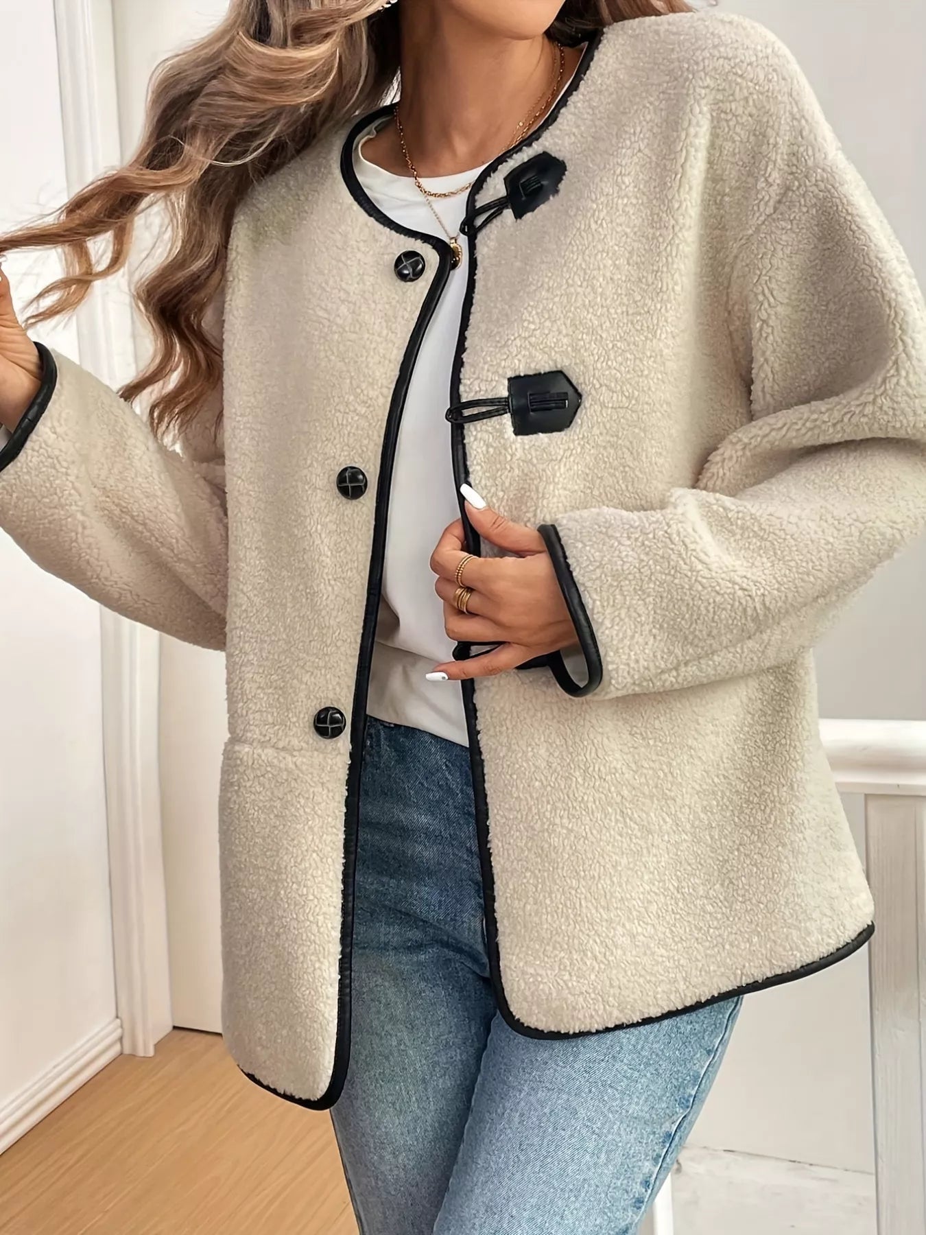 Button Up Dropped Shoulder Outerwear - Fashorio