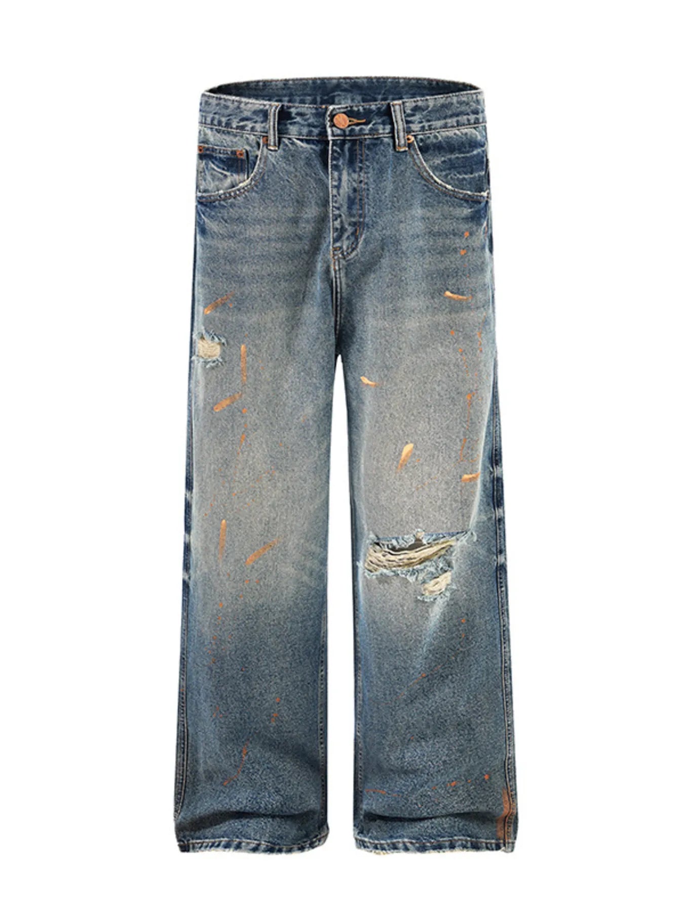 Men's Full Size Distressed Wide Leg Vintage Jeans Plus Size - Fashorio
