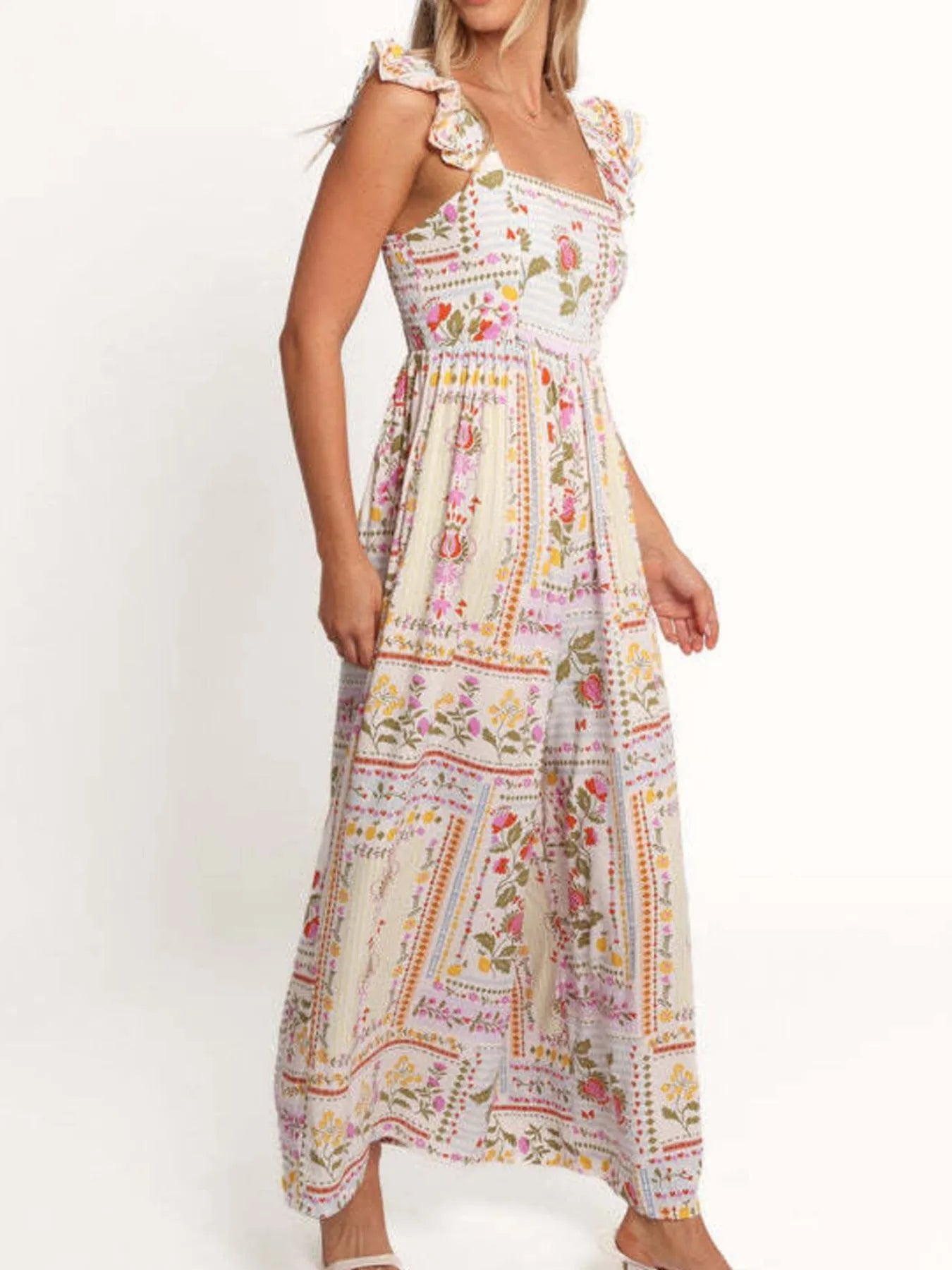 Floral Print Ruffle Strap Jumpsuit - Fashorio