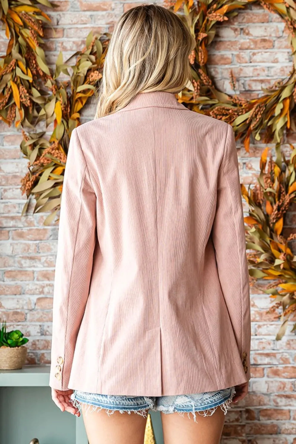 First Love Full Size Single-Breasted Flap Pocket Corduroy Blazer - Fashorio