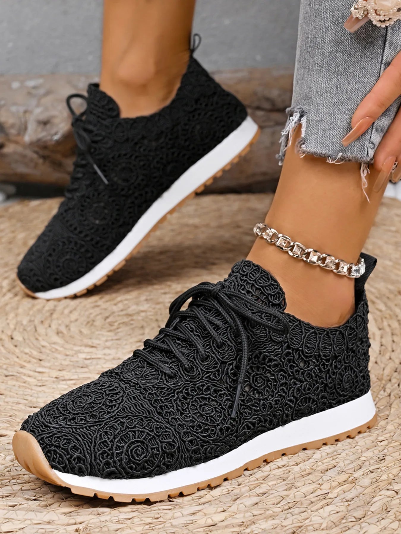 Mesh Lace Up Sneakers - Fashorio