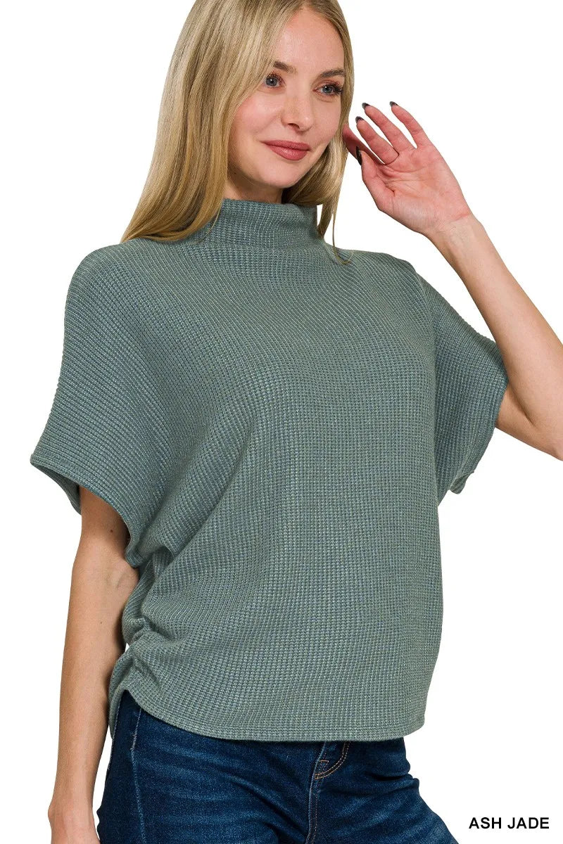Zenana Mock Neck Top and Pants Sweater Set - Fashorio