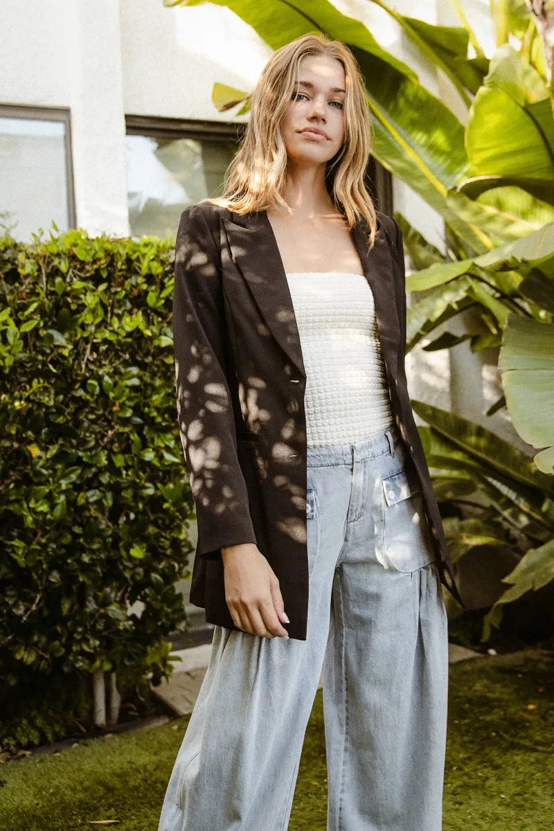 BiBi Single Brested Peaked Lapel Blazer - Fashorio