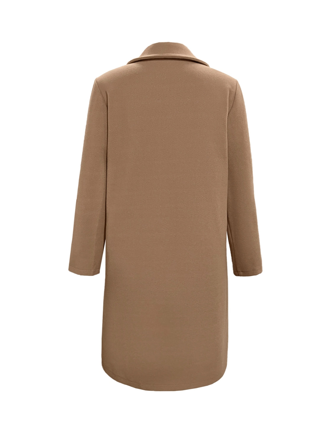 Collared Neck Button Up Long Sleeve Coat - Fashorio