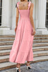 Tie-Shoulder Smocked Tiered Dress - Fashorio